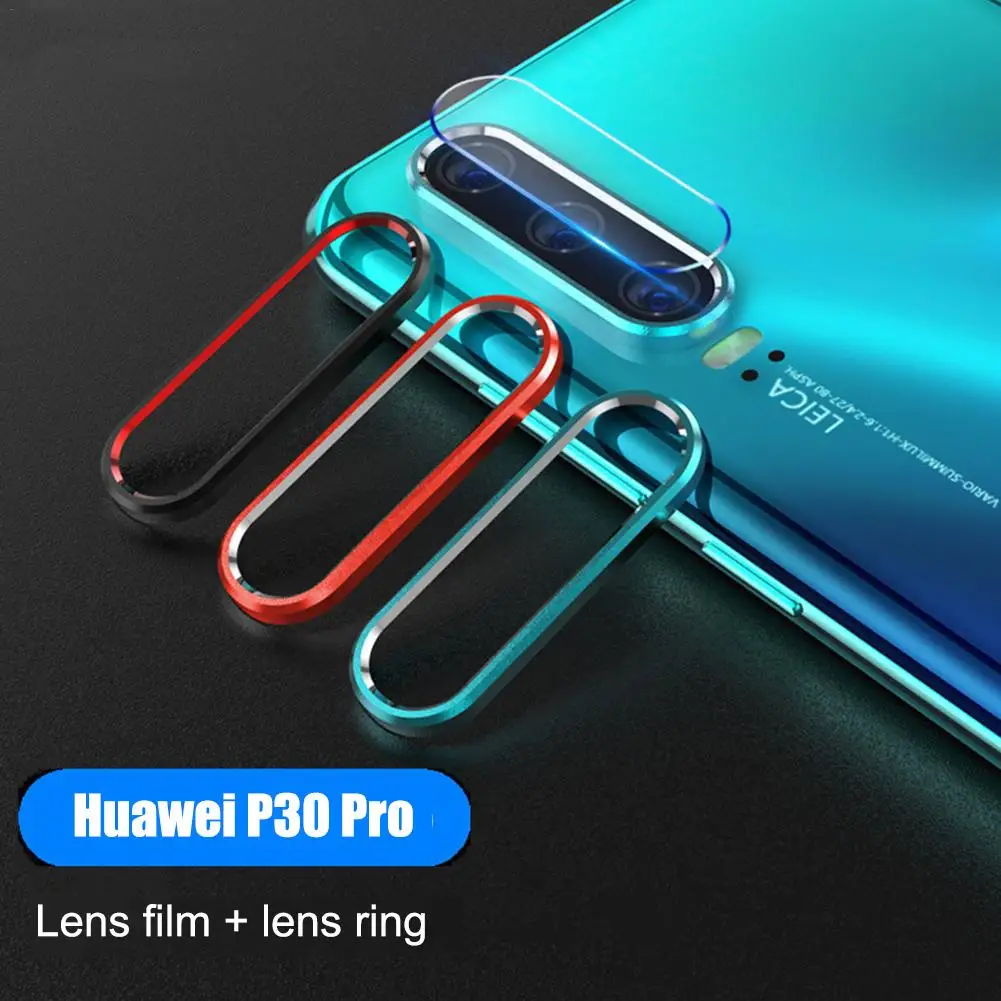 Защита для камеры из закаленного стекла для huawei P30 P30Pro, металлическое заднее кольцо для объектива камеры, защита от царапин, полное покрытие, круг