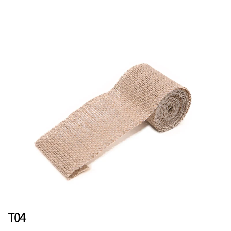 T04 6cm Натуральный джут мешковины Hessian рулоны деревенский для свадьбы DIY Decora Рождество Хэллоуин день рождения оберточная бумага для подарков с цветами вечерние принадлежности - Цвет: T04 6cm