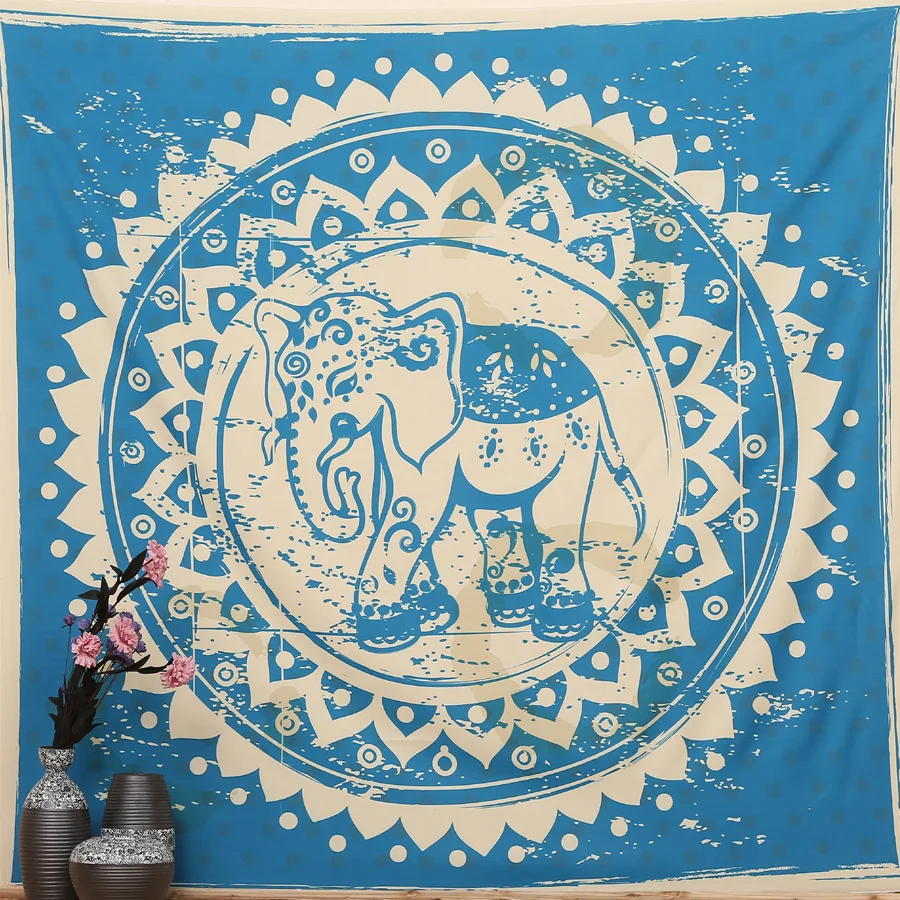 Индийский богемный Мандала слон колокольчики гобелен настенный песчаный пляж