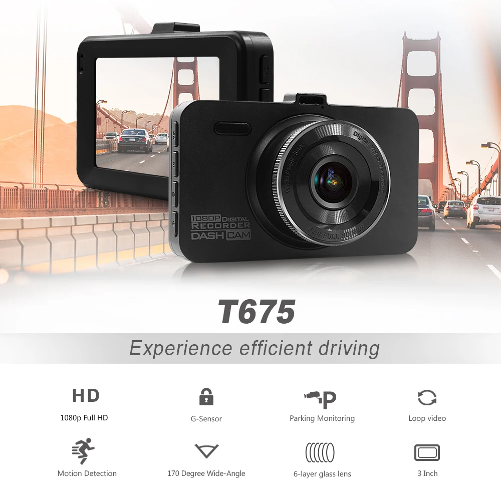 Super Mini Автомобильный видеорегистратор FHD 1080P с 3 дюймовым ЖК экраном Автомобильные