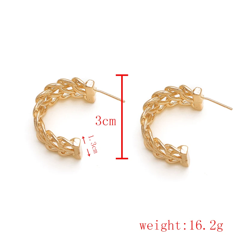 8Seasons New Simple C-Shape Gold Color Metal Stud Earrings For Women Party Fashion Hollow Out Statement Jewelry 1 Pair | Украшения и