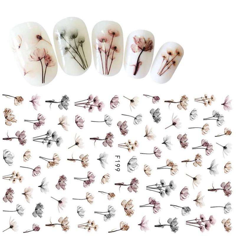 1 лист микс цветов цветные наклейки для ногтей 3d Цветочный Лист Кошка Сова узор