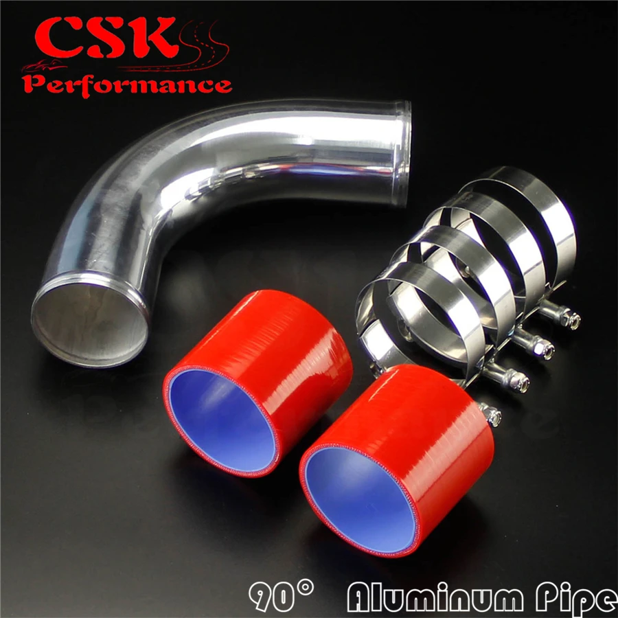 90Deg 80mm 3.15&quot Aluminum Intercooler Piping pipe Tube+Silicone hose w/ T-clamps |