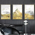 Абстрактный холст с изображением Золотой Снежной Горы, 3 шт.