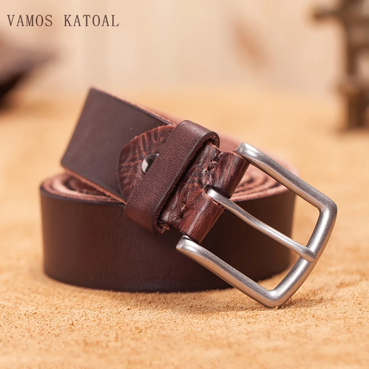 VAMOS KATOAL Genuine Leather For Men High Quality First layer cowhide Jeans Belt Cowskin Casual Belts Vintage waistband