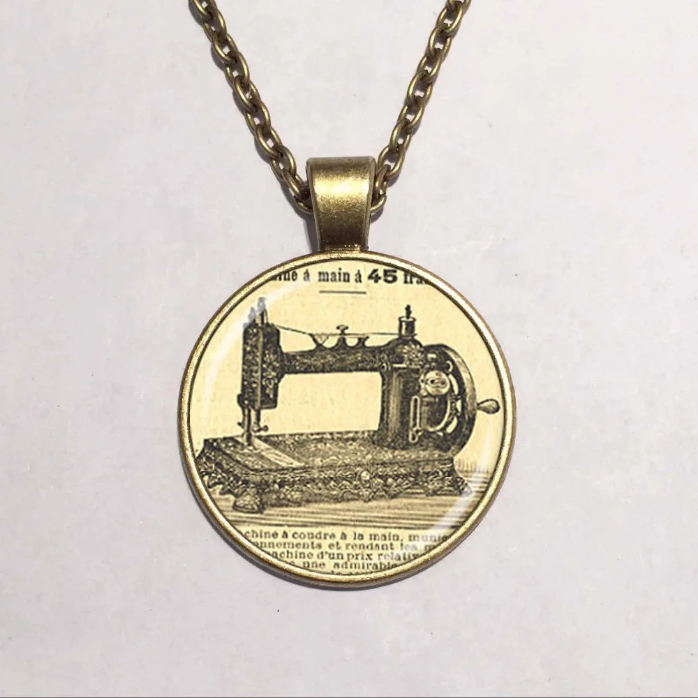 Стеклянный купол Оптом Кулон швейная ожерелье с кулоном в форме машины колье