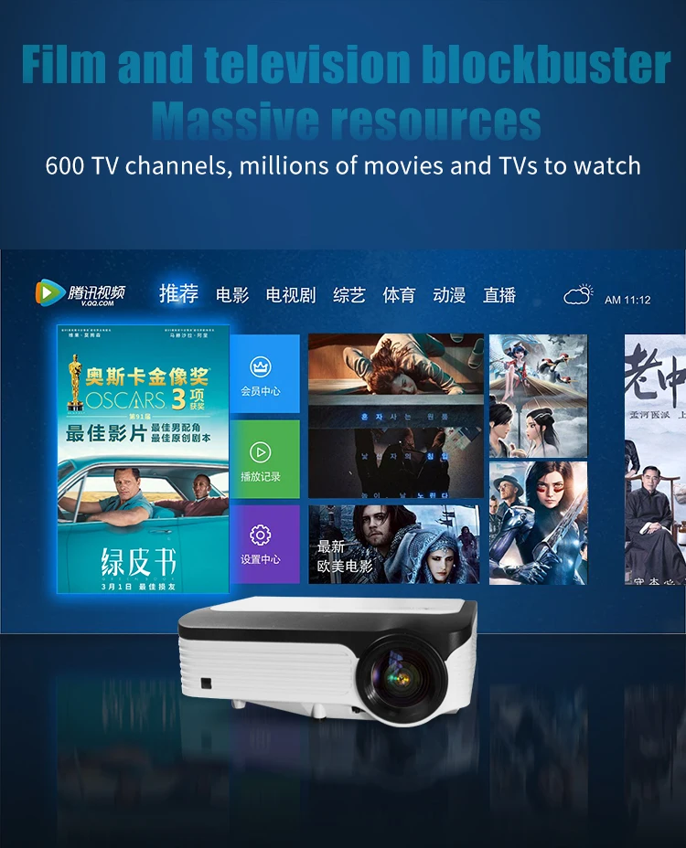 Светодиодный, портативный HD мультимедийный проектор для домашнего кинотеатра, мини-проектор, ЖК-проектор, 4k видео проектор, Android 7, заводской подарок для iPhone, iPad OS