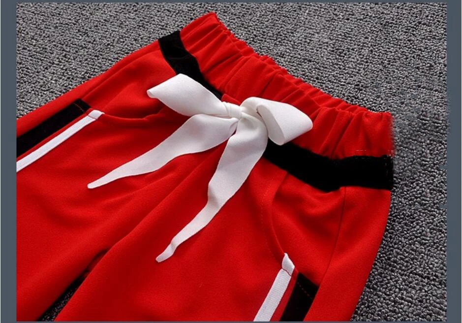 Модный костюм для девочек белая футболка и спортивные штаны комплект