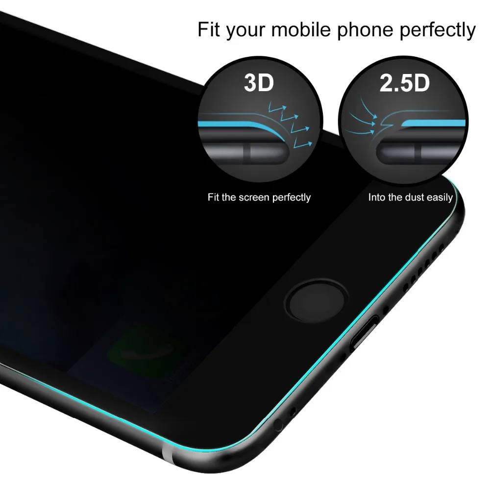 Антишпионское полное покрытие 3D изогнутый край 9H закаленное стекло для iPhone 8 7 6 6s