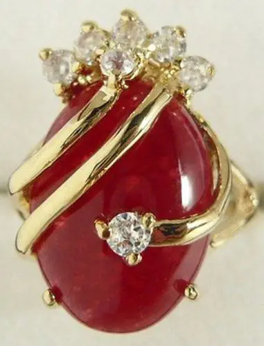 

Jewelry Plated Red Jade Inlay Crystal Ring