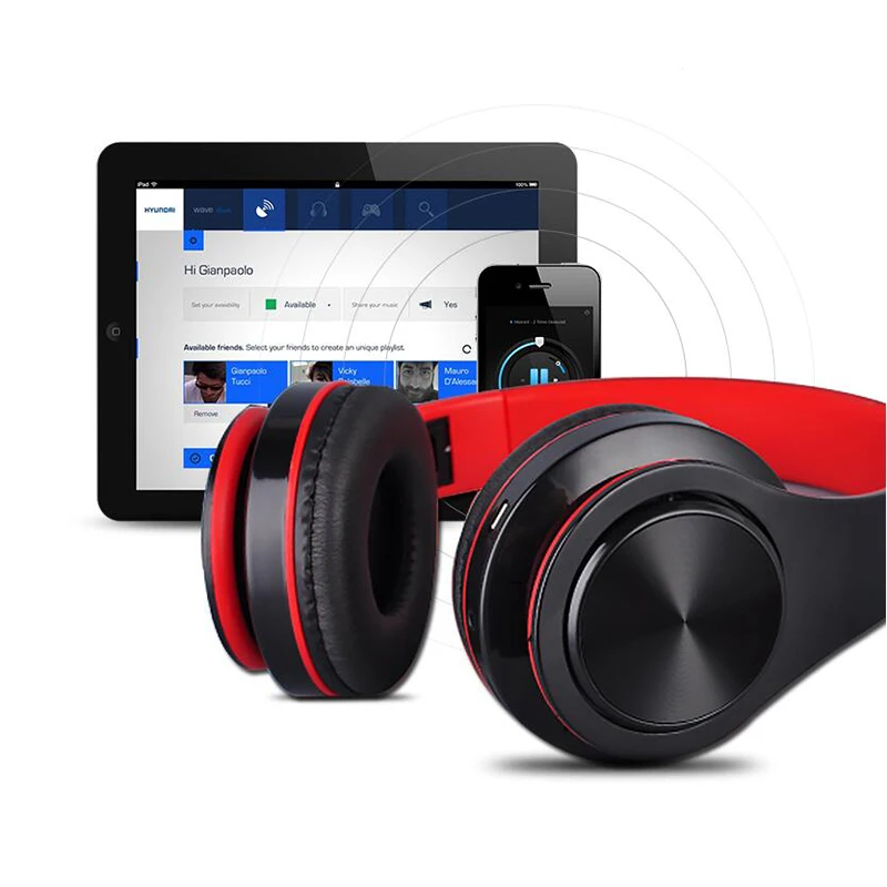 Беспроводные наушники гарнитура Bluetooth Складные регулируемые наушники с микрофоном Поддержка FM радио TF карта 3,5 мм AUX