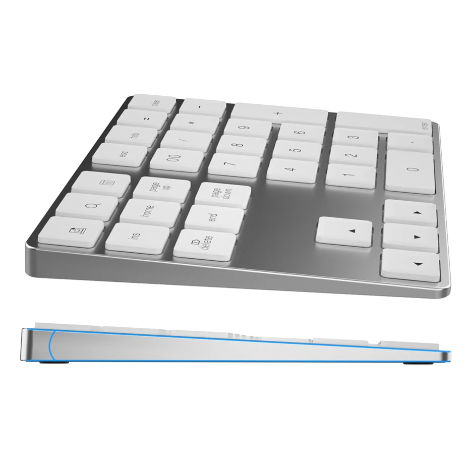 AVATTO Aluminum Alloy Bluetooth Wireless Numeric Keypad with USB HUB Digital Input Function for Windows,Mac OS,Android laptop PC