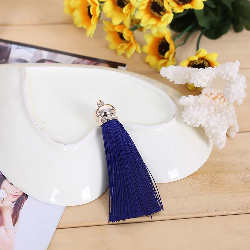 Royal blue 10 шт 8 см многоцветные длинные шелковые кисточки бахрома отделка серьги Шарм Подвеска Атлас кисточки для занавесок DIY ювелирных изделий - Цвет: Royal blue