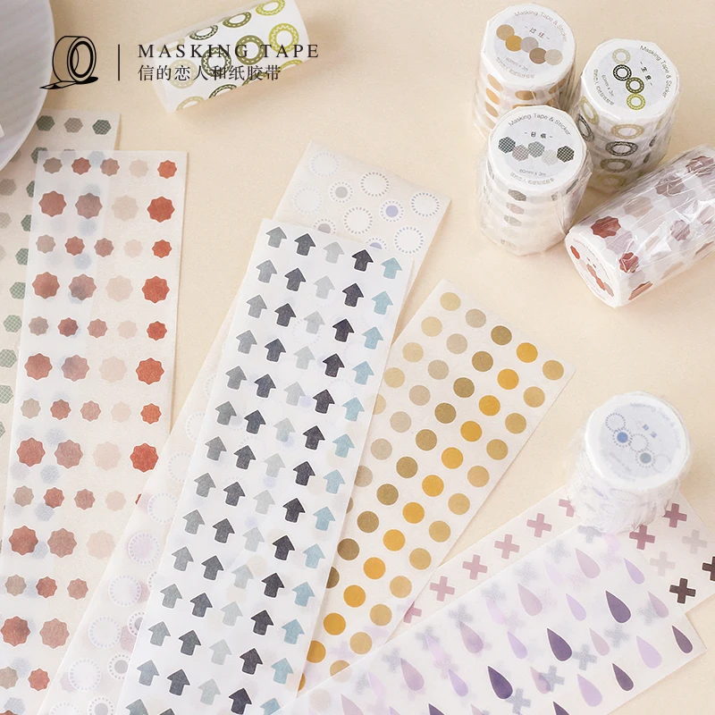 Cute Bullet Journal Washi Tape Set Kawaii Gradient Dot Masking Tapes For Kids DIY Decorative Diary Scrapbooking Photo Ablums