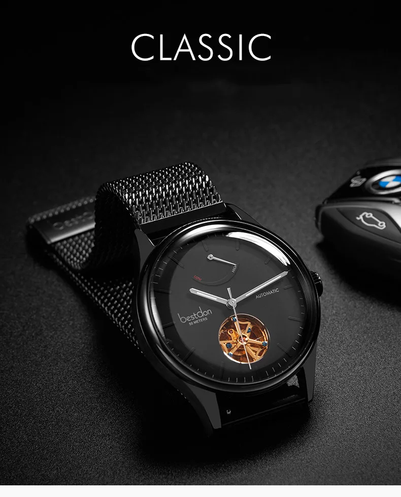 Bestdon Мужские автоматические механические часы с дисплеем Kinetic Energy Роскошные Брендовые спортивные часы мужские часы с турбийоном Relogio Masculi