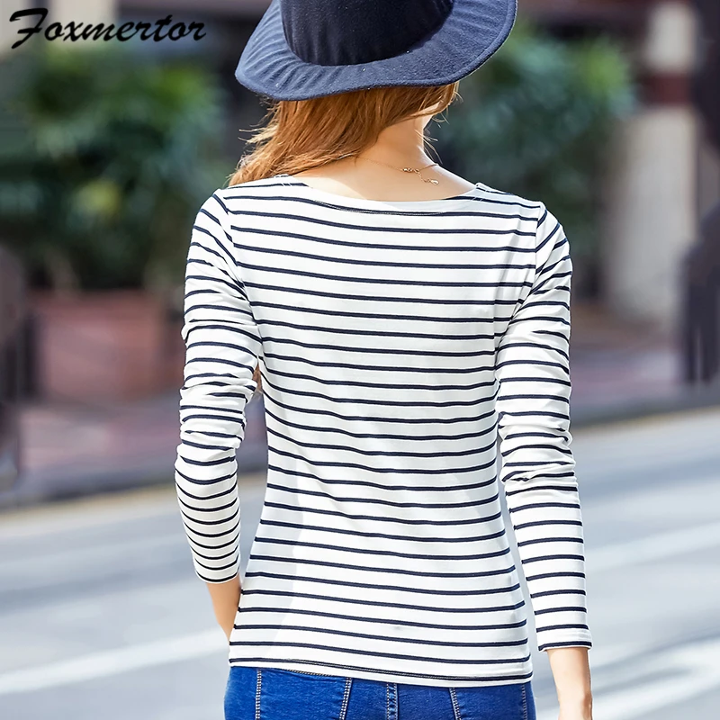 Хлопковая женская футболка в полоску 2020 новая осенняя с длинным рукавом и