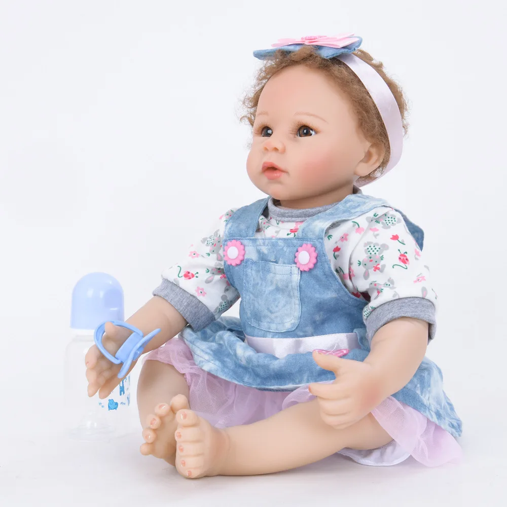 Кукла NPK Baby Reborn Lucy мягкая силиконовая для девочек красивая 22 дюйма волнистая