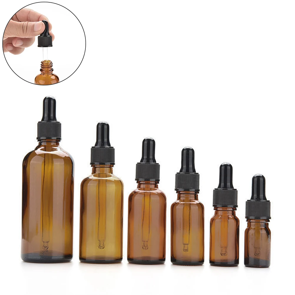 New 1PCS 5-100ml Amber Glass Eye Dropper Liquid Reagent Pipette Bottle Drop Aromatherapy 7 Sizes | Красота и здоровье