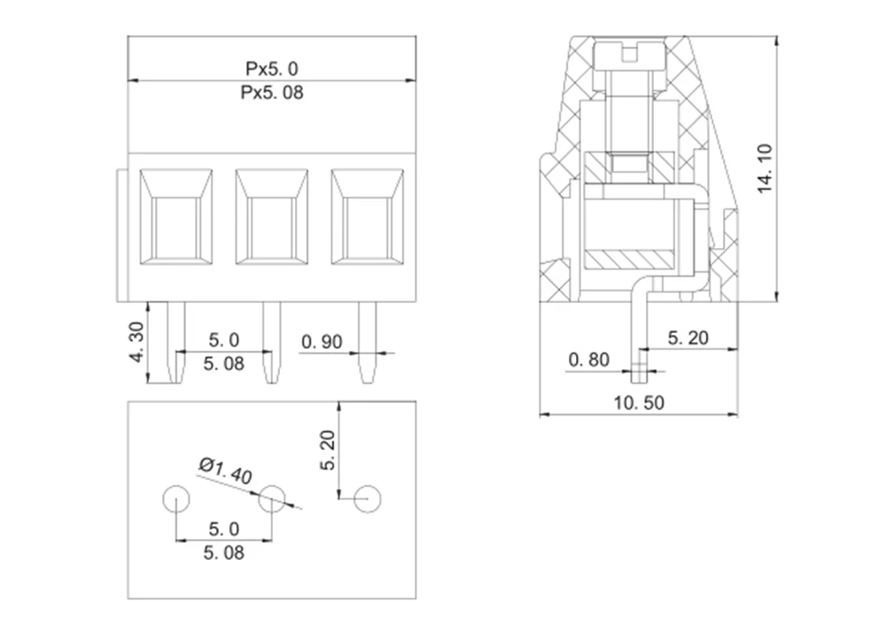 Винтовая Клеммная колодка 5 08 мм/0 197 дюйма 2P PCB 128 5.08 UL 300V10A IEC 250V24A прямая CE Rohs 50