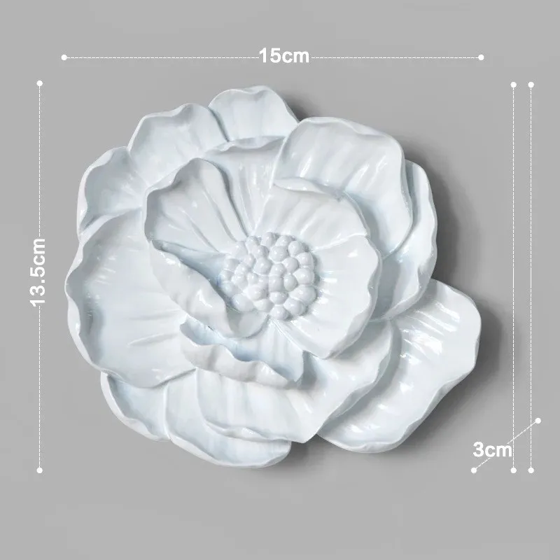 S White Peony NOOLIM Европейский Креативный цветок из смолы на стену, стерео украшение, рукоделие, наклейка на стену украшение, подарок, лотос, пион, рыбка, модель - Цвет: S White Peony