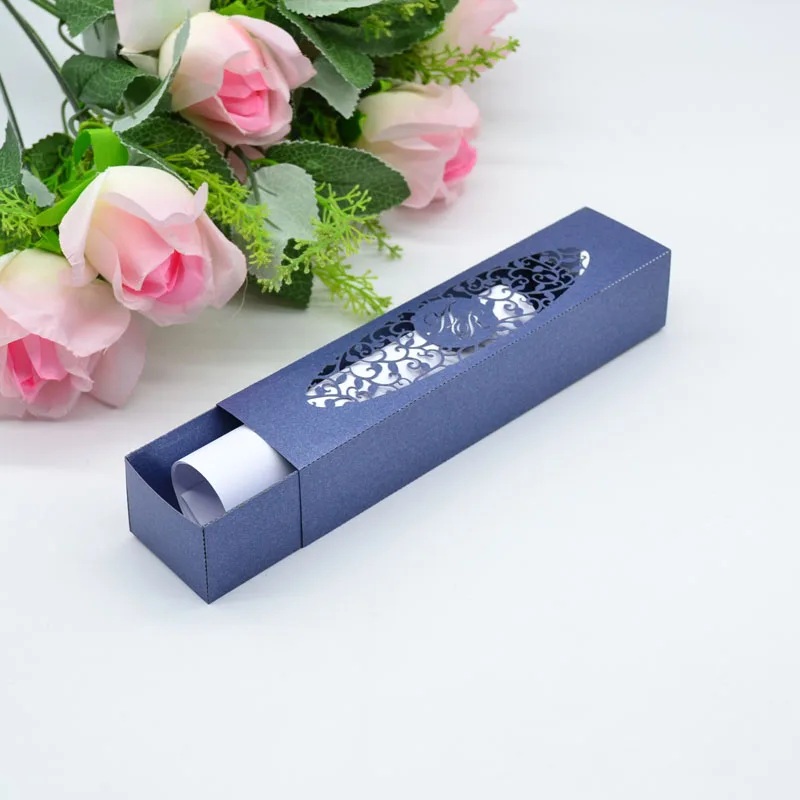 Navy blue pearl Индийский имя Cutom золотой металлик внутренняя приглашения бумаги коробки для свадьбы - Цвет: Navy blue pearl