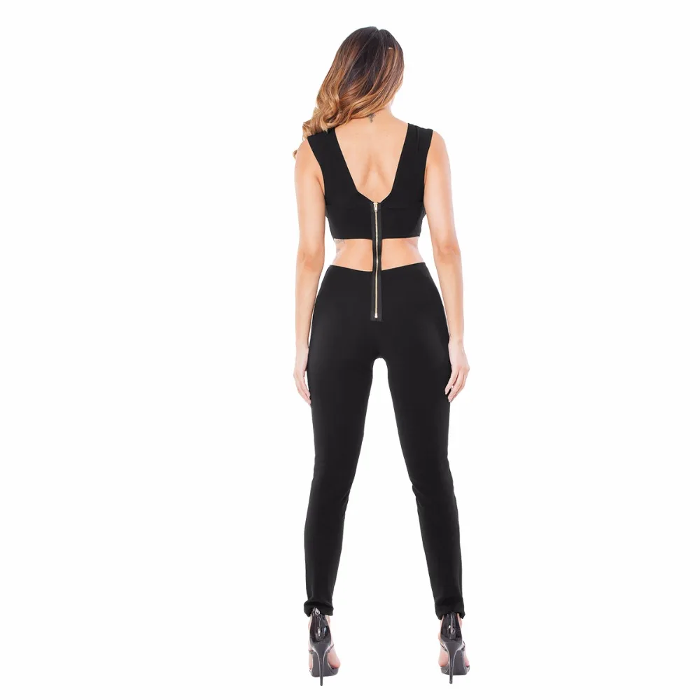 2017 Slim Fit Комбинезон Мода Твердые Тощий Нерегулярные Длинные Брюки Выдалбливают