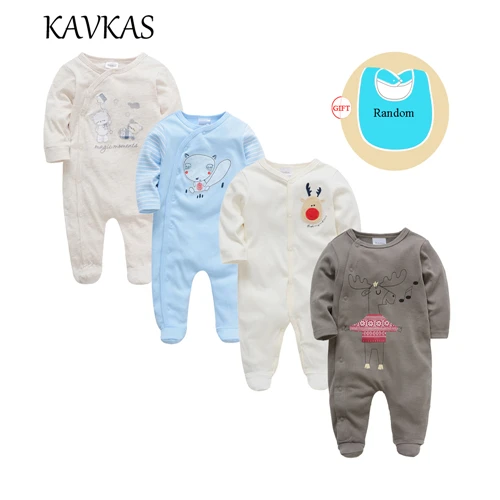 Kavkas/4 шт./партия одежда для малышей хлопковые детские комбинезоны на Рождество с длинными рукавами и круглым вырезом roupa de bebes, Одежда для новорожденных девочек и мальчиков - Цвет: 47818486