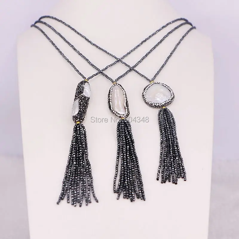 Ожерелье из 3 нитей Смешанная форма пресноводного жемчуга ожерелье с 2 мм