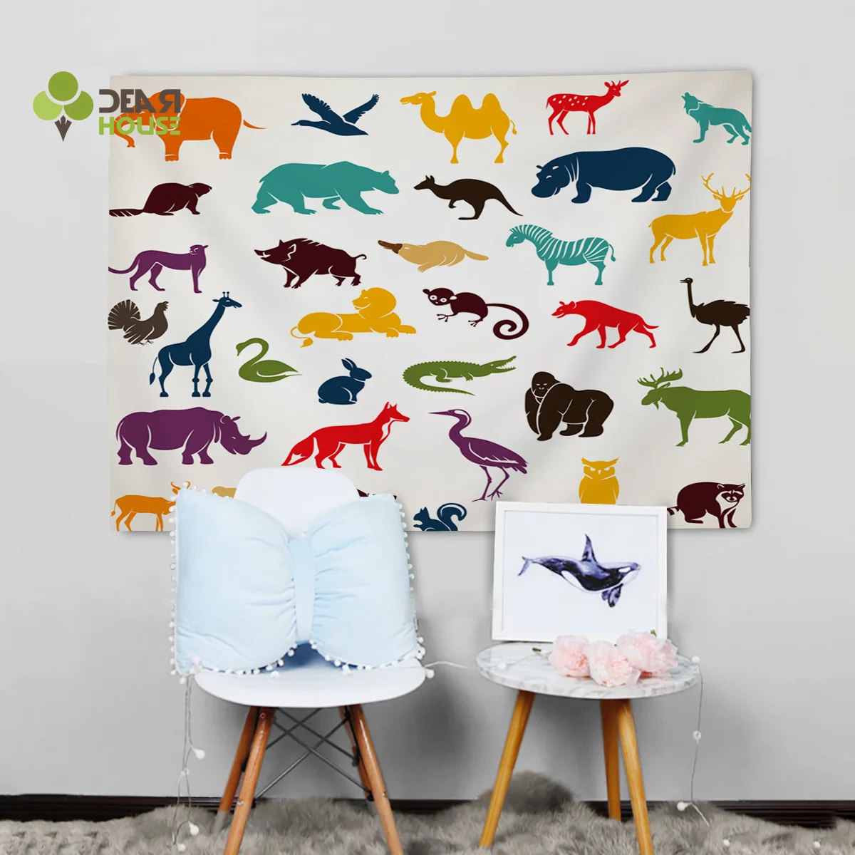 Dearhouse дикие животные красочный силуэт Настенный декор гобелены настенные