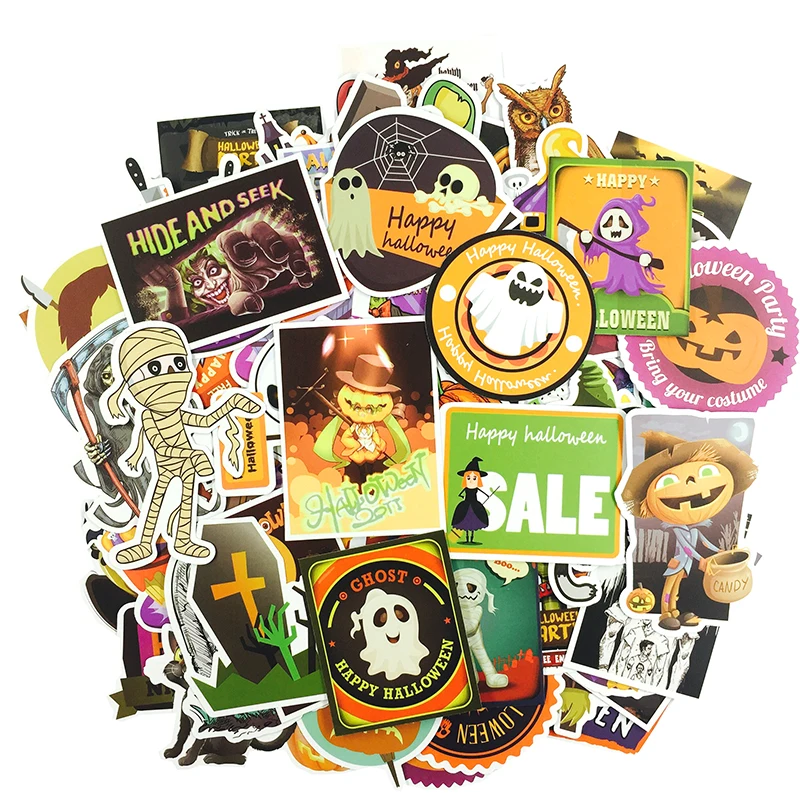 100 шт милая игрушка-тыква для Хэллоуина, декоративная наклейка s All Saints Day Haunted House, игрушка для скейтборда, наклейка для детей