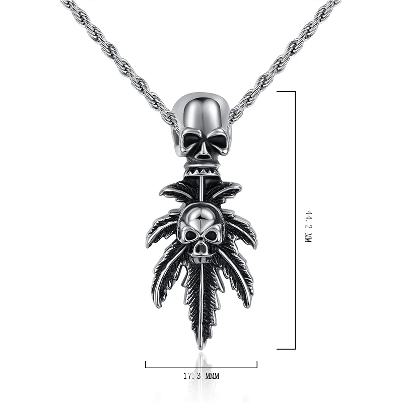 Новинка 2019 длинное ожерелье колье модное ретро с черепом подвески из нержавеющей