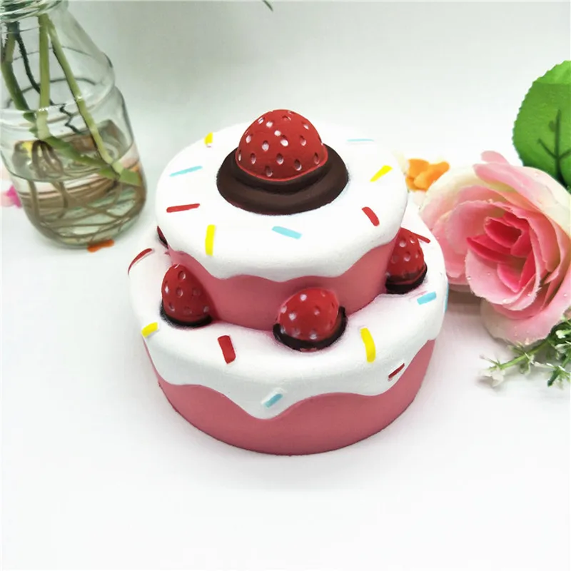 Сладкая игрушка Mochi Squishy Jumbo клубничный торт Ароматизированная очень медленно