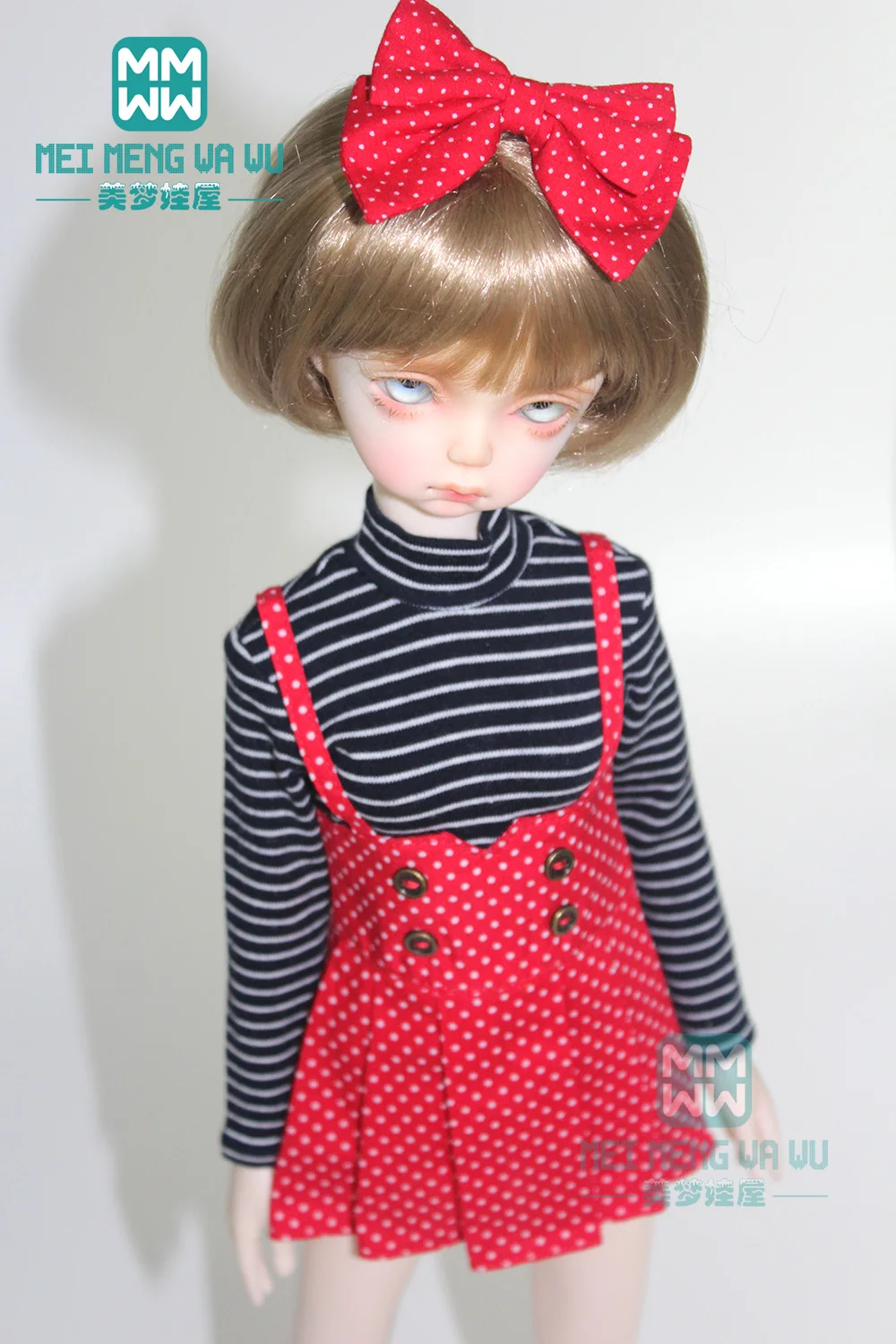 Одежда для куклы подходит 43 см 1/4 MSD BJD футболка для куклы, платье на бретелях в горошек