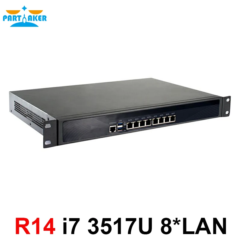 Partaker R14 Firewall Appliance 8*Intel 82574L Gigabit Ethernet Router Server VPN with i7 3517U processor