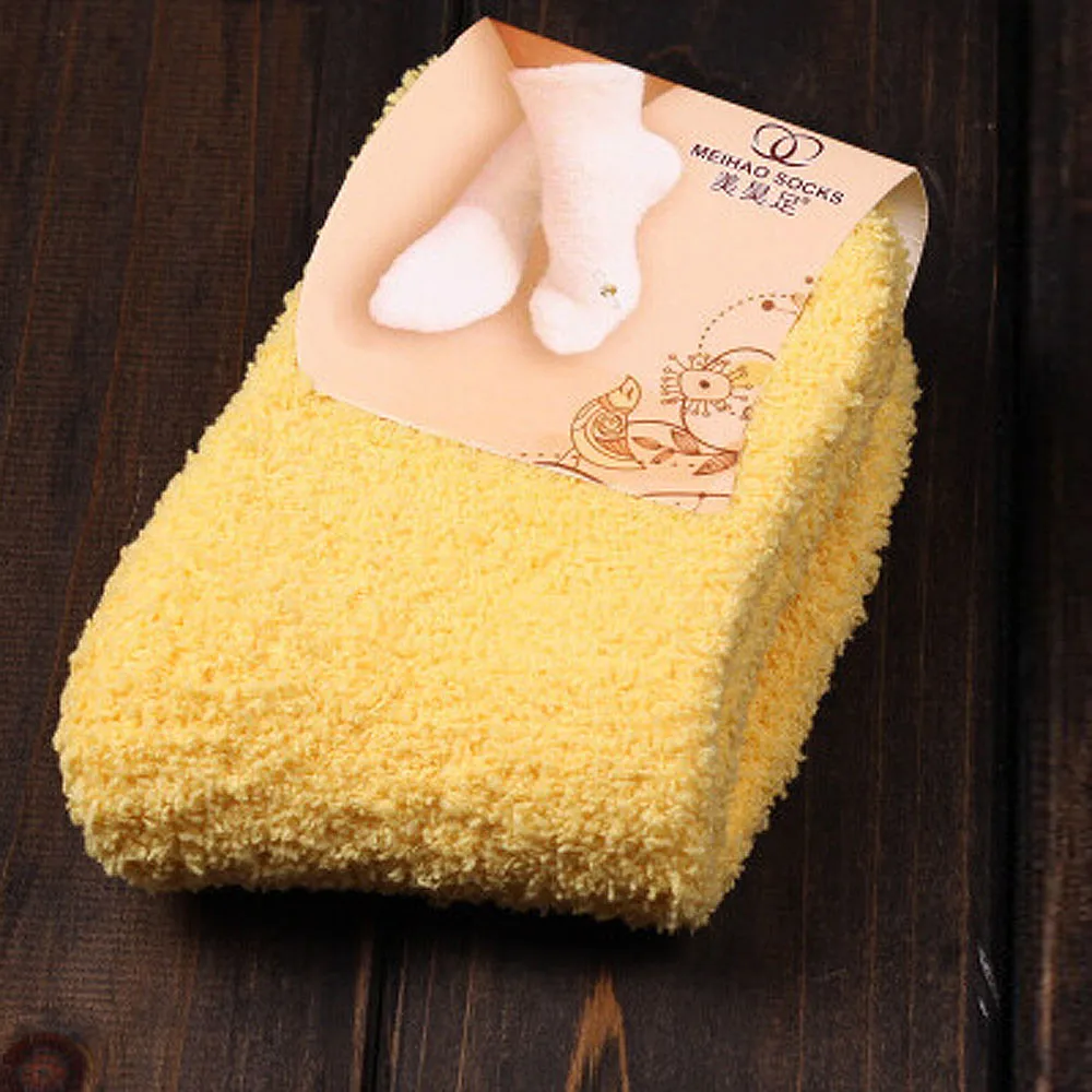 Женские мягкие носки для пола теплые однотонные радужной расцветки зимы 2019 |