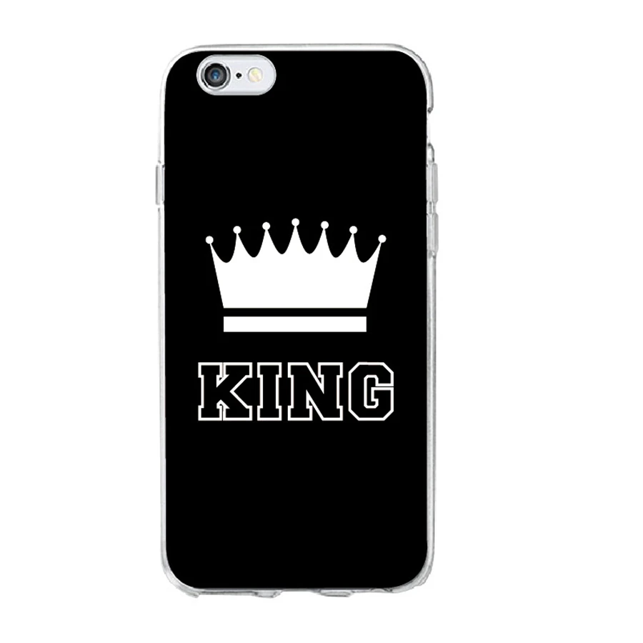 Cute Crown King Queen Phone Case For iPhone 6 6S Plus Transparent Soft Silicone Back Cover 7 8 X Capa Coque |