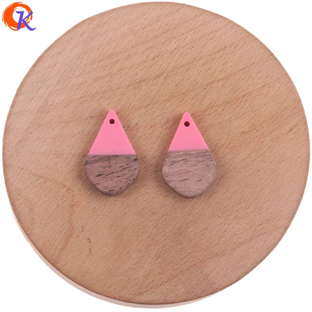 Peach Сердечный Дизайн 50 шт. 17*28 мм Аксессуары для ювелирных изделий/DIY Изготовление сережек/натуральное дерево и смола/форма капли/ручной работы/фурнитура для сережек - Цвет: Peach