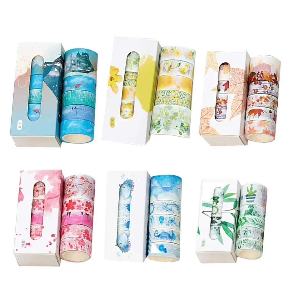 Набор декоративного скотча Васи 5 рулонов цветов сезон маскировки клейких лент