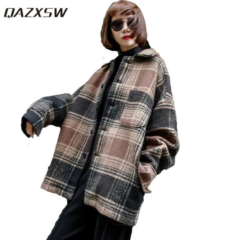 Qazxsw новые зимние шерстяные пальто Для женщин утепленная верхняя одежда