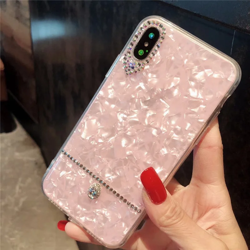 Luxury Fashion Marble Phone Case for IPhone 7 X 6 XS 6S 8 XR MAX Rhinestone Plus Soft Cover |