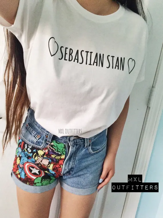 Модные Графические футболки SEBASTIAN STAN футболка унисекс Женская хлопковая Футболка с вырезом лодочкой|hipster
