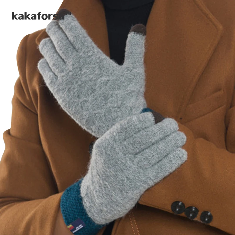 Мужские кашемировые перчатки Kakaforsa повседневные трикотажные теплые жаккардовые