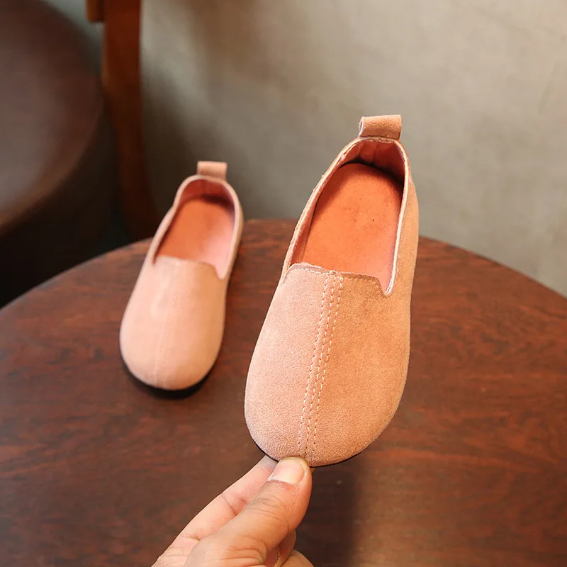 Mumoresip Girls Shoes Slip-on Soft Leather Casual Sneakers Boys Flats Candy Colors Children Kids Comfortable Loafers Flat |