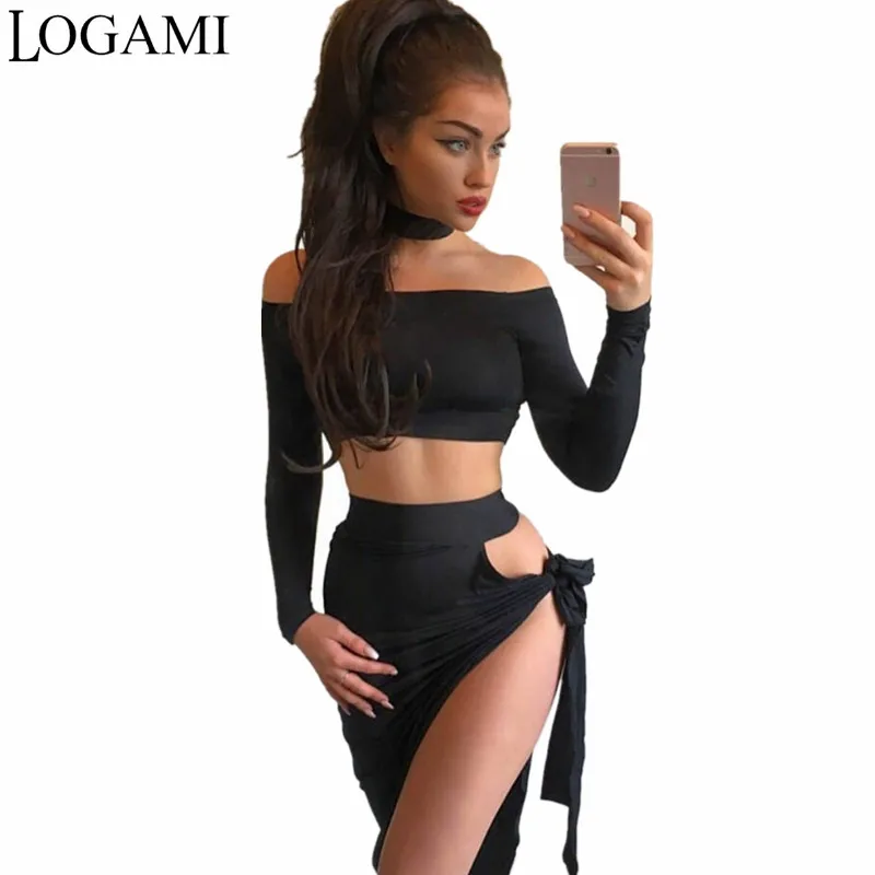 Женское вечернее платье с разрезом LOGAMI элегантное Клубное открытыми плечами