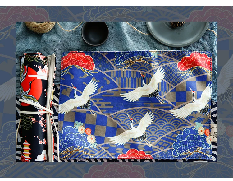 Ukiyoe кран серии ролик ручка сумка Качество школьные принадлежности канцелярские принадлежности подарок Винтаж Пенал школьный симпатичный Карандаш сумка Школьные Инструменты