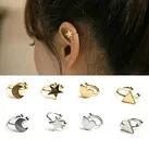 Новая мода имитация жемчуга в форме сердца пятиконечная звезда Луна Геометрия Треугольник без ушей зажим для ушей ювелирное изделие 1 шт.