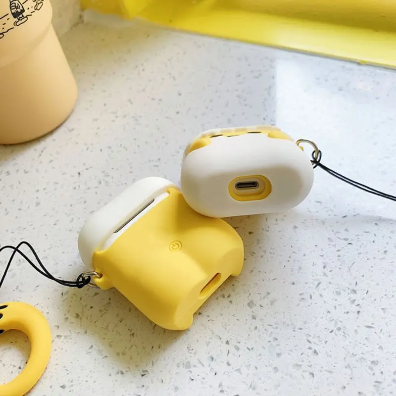 Мягкий силиконовый защитный чехол ударопрочный с ремешком для Airpods 1/2 зарядная