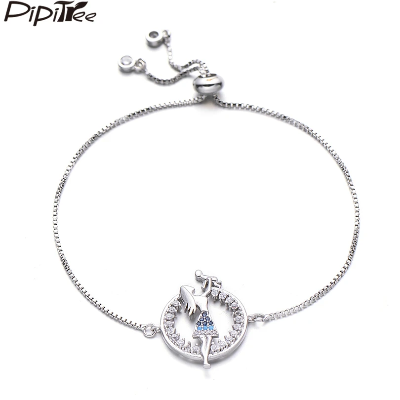 Медный фигурка Pipitree из фианита Шарм браслет для матери и ребенка женский подарок