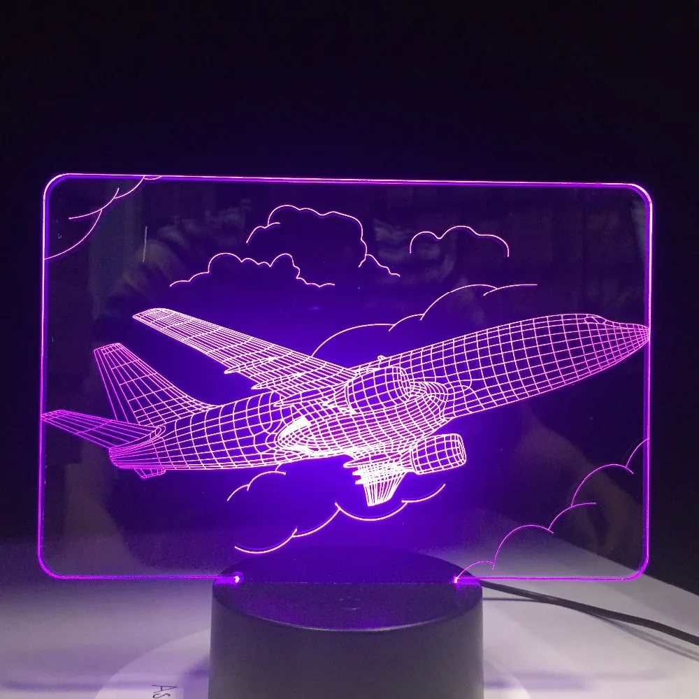 Истребитель 3D ночной Светильник Новинка Светодиодный плоскости настольная