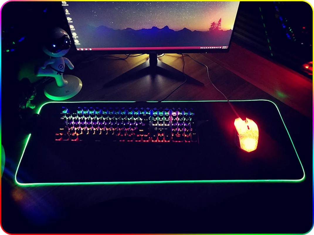 Большой LED RGB игровой коврик для мыши Overwatch xxl Настольный клавиатуры USB Освещение